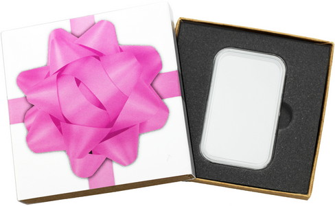 SilverTowne Natural Kraft Paper Gift Box w/Light Pink Bow Box Sleeve & Capsule - Product Packaging [Add $5.00]